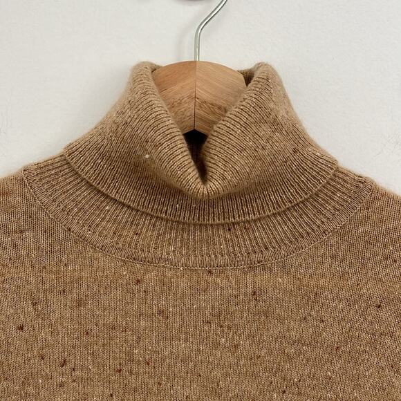 Brodie Cashmere Neutral Speckled Roll Neck Turtleneck Sweater Luxury Soft Large - Picture 5 of 13